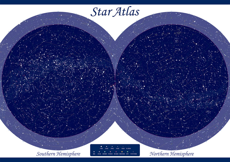 在庫処分・数量限定 べグバル星図 北天、赤道、南天 スケール付き